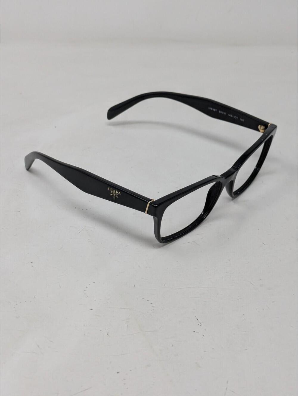 Prada Eyeglasses VPR 18T 1AB-1O1 Polished Black Square Frame Italy 53-16 140 - Picture 4 of 10
